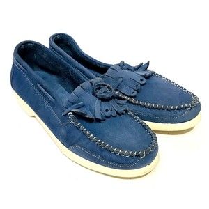 Comfort Steps Moccasins Size 7.5 Blue Leather Slip On Womens Shoes
